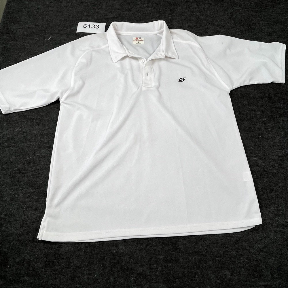 Starting Line Performance Polo Shirt Mens Large White Mesh Collared‎ Casual Golf